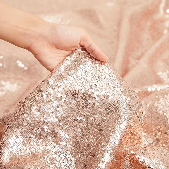 B-COOL Rose Gold Sequin Tablecloth Sparkly Wedding Table Cloths Shiny 50x80 Inch Shimmer Overlay for Valentine's Day Party Baby Shower Reception