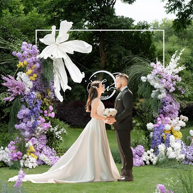 Wokceer Wedding Arch Backdrop Stand Square 7.2 x 7.2 FT White Metal Backdrop Stand Balloon Arch Frame for Wedding Birthday Party Garden Arbor Anniversary Event Decor