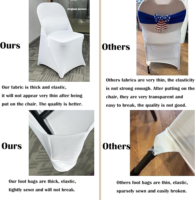 40PCS Stretch Spandex Folding Waterproof Chair Covers,Universal Fitted Chair Cover Protector for Wedding Party Banquet Holidays Celebration Decoration(40, White New)