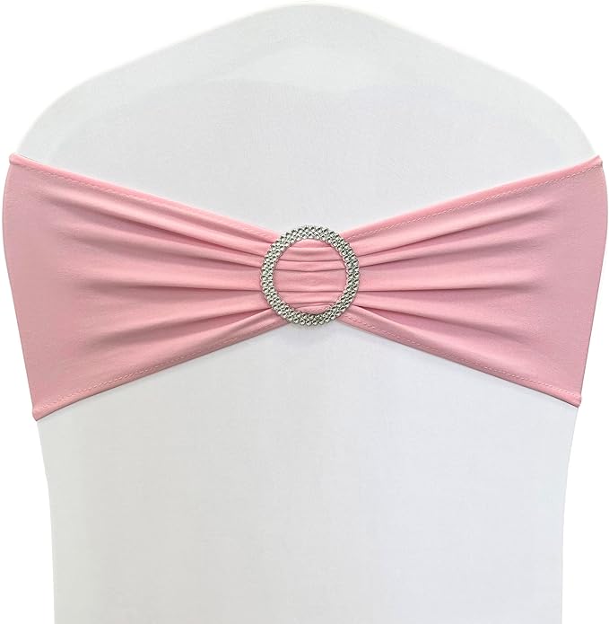 Spandex Chair Sashes Bands 30PCS Stretch Chair Ties Bows with Buckle Slider for Wedding Party Banquet Decoration (Pink)…