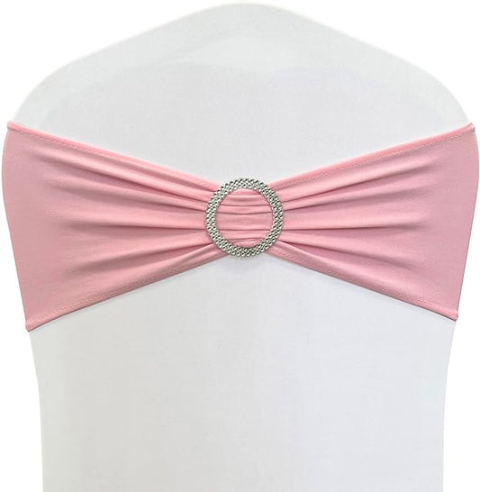 Spandex Chair Sashes Bands 30PCS Stretch Chair Ties Bows with Buckle Slider for Wedding Party Banquet Decoration (Pink)…
