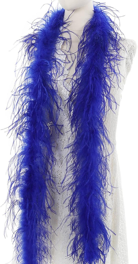 Soarer Royal Blue Ostrich Boa - 2Yards 1Ply Long Boas for Party Decor,DIY Production,DIY Craft Sewing(Royal Blue)