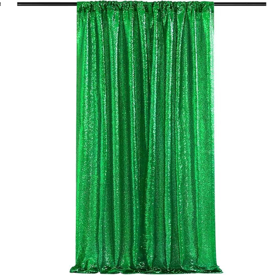 Green Sequin Backdrop Curtains-1 Panel 5FTx8FT Green Backdrop for Wedding, Glitter Party Decorations Background Drapes for Birthday Party Anniversary Graduation Photo Booth Decor