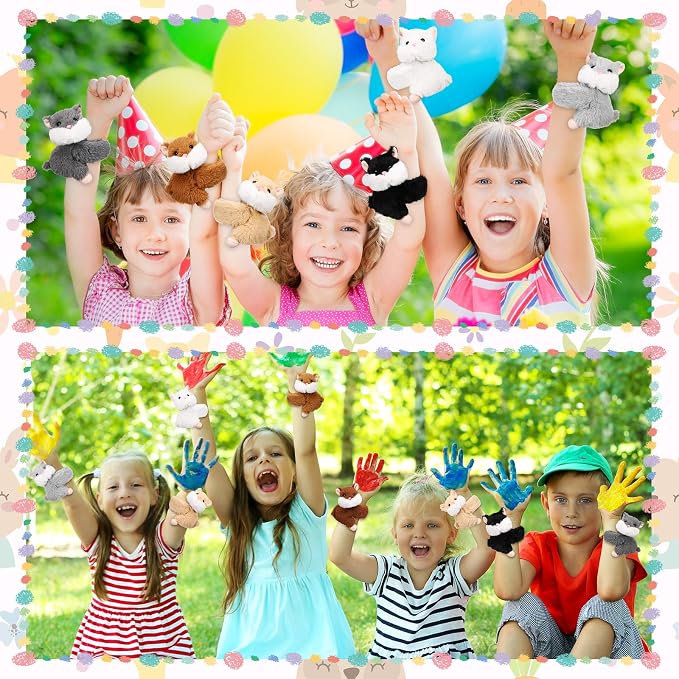 Liliful 8 Pack Kids Plush Gifts Stuffed Animal Cat Slap Bracelets - 8 Inch Back to School Prize Box Toys Wrist Cute Snap Birthday Rewards for Boys Girls Child Pet Adoption Party Favors(Hamsters)