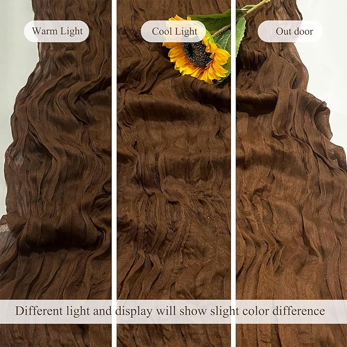12Pack Brown Table Runner 10Ft Cheesecloth Table Runner Boho Long Brown Cheese Cloth Table Runners for Wedding Party Bridal Shower Thanksgiving Christmas
