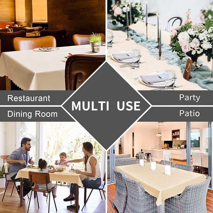 Smiry Round Table Cloth, Waterproof Heavy Duty Vinyl Tablecloths, Wipeable Washable Table Cover for Kitchen and Dining Room (Brown, 60" x 60")