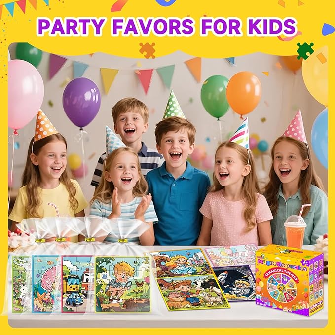 WAWIBEE12 Pack Easter Party Favors for Kids, Magnetic Puzzle Books Bulk for Toddlers 3-5 & Kids 4-8, Goodie Bag Stuffers, Classroom Prizes, Birthday Return Valentine’s Day Gifts, Travel