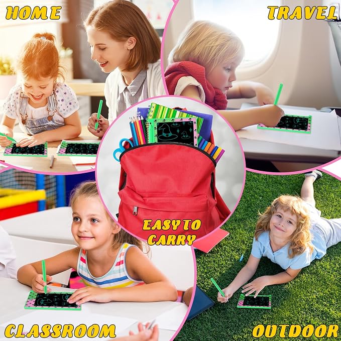 Nezyo 12 Pack Pink and Green Witch Hat Party Favors Mini LCD Writing Tablet for Kids 4.6 Inch Doodle Board Drawing Tablet Erasable Reusable Electronic Drawing Pads Party Decor Birthday Supplies