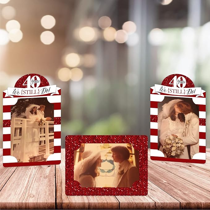 Big Dot of Happiness We Still Do - 40th Wedding Anniversary - Anniversary Party 4x6 Picture Display - Paper Photo Frames - Set of 12