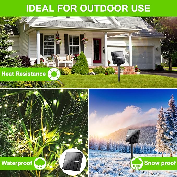 Brightever Solar String Lights, 6-Pack Total 240FT 600LED Solar Fairy Lights with 8 Lighting Modes, Solar Lights Outdoor Waterproof for Patio Christmas Wedding Party Tree Yard Decoration (Warm White)
