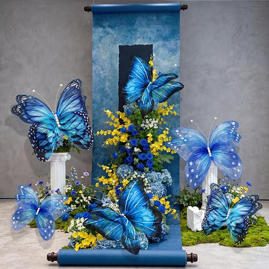 Geelin 6 Pcs Large Butterfly Decorations Big Whimsical Butterfly Party Decorations 20 Inch 12 Inch 3D Cloth Butterflies Wall Decor for Baby Shower Women Birthday Wedding Decor