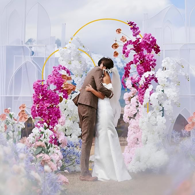 Asee'm Metal Arch Backdrop Stand Set of 2 (7.2FT,6FT) Gold Arched Frame for Wedding Ceremony Parties Birthday Baby Shower Garden Decoration