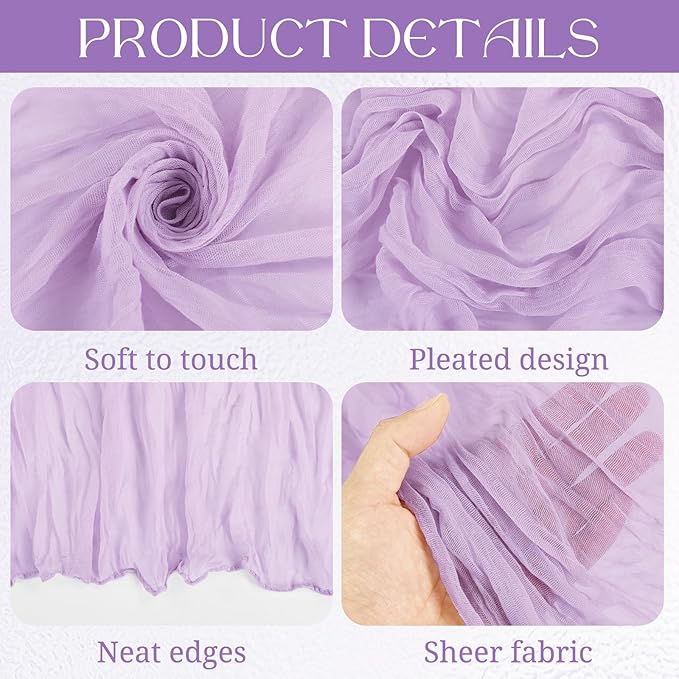 16 Pack Cheesecloth Boho Gauze 35120 Inch Rustic Romantic Long Table Runner for Wedding Party Bridal Shower Thanksgiving Christmas Decoration (Lavender)