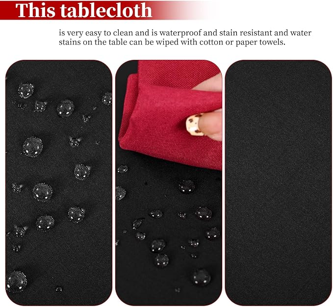 8 Pack Black Round Tablecloth 120 Inch, Black Tablecloths Waterproof Polyester Table Cloth for Round Tables, Stain and Wrinkle Resistant Washable Fabric Table Cover for Party Dining Wedding Banquet
