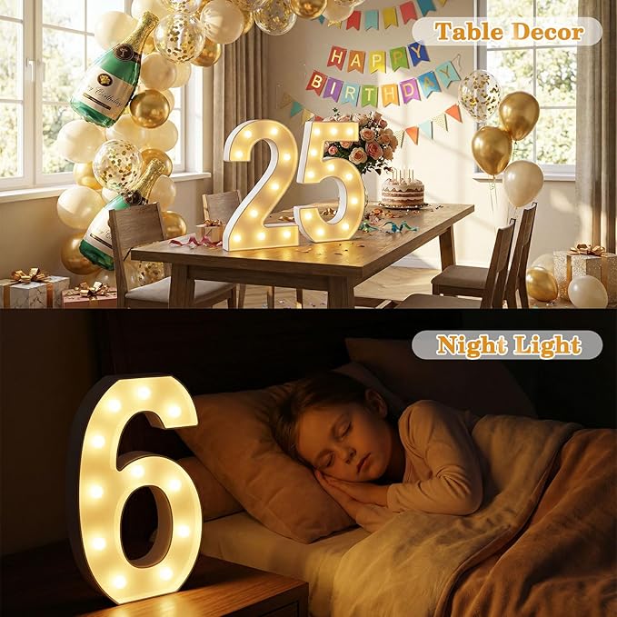 12.6 Inch LED Marquee Light Up Numbers 80, 80th Birthday Number Lights as Gifts for Women Men, Lighted Marquee Numbers for Anniversary Party Night Light Table Decorations