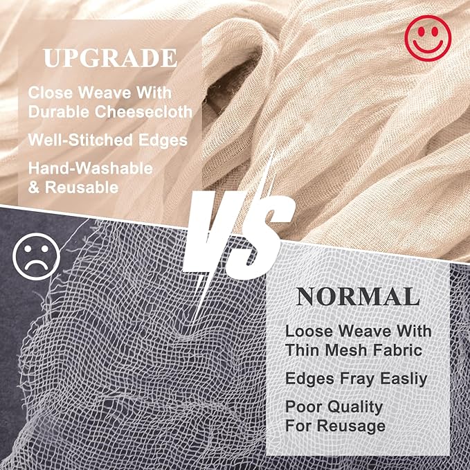 Wokceer Cheesecloth Table Runner 2 Pack 10FT Beige Boho Gauze Christmas Cheese Cloth Table Runner for Party Long Rustic Sheer Table Runners for Baby Bridal Shower Wedding Easter Table Decor