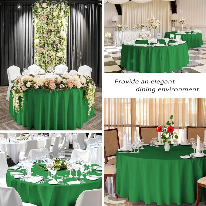 12 Pack Round Tablecloth 90 inch Green Table cloths for Round Tables,Stain and Wrinkle Resistant Washable Polyester Tablecloths Green Table Cloth Table 90 inchround Table Cloth for Wedding Party