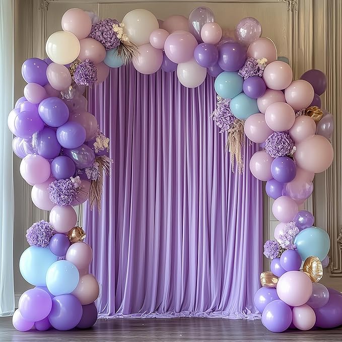 Wokceer Lavender Purple Backdrop Curtain for Parties 10x8FT Photo Backdrop Drapes for Wedding Party Curtain Backdrop for Photoshoot Baby Shower Birthday Photography Background 2 Panels 5x8FT