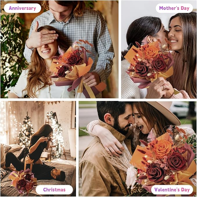 Forever Flower Gifts for Her: Romantic Flowers for Graduation-Daughter Girlfriend Wife Mom Grandma-Preserved Rose Bouquets-Flowers for Delivery Prime on Birthday Anniversary Valentines (Ancora Red)