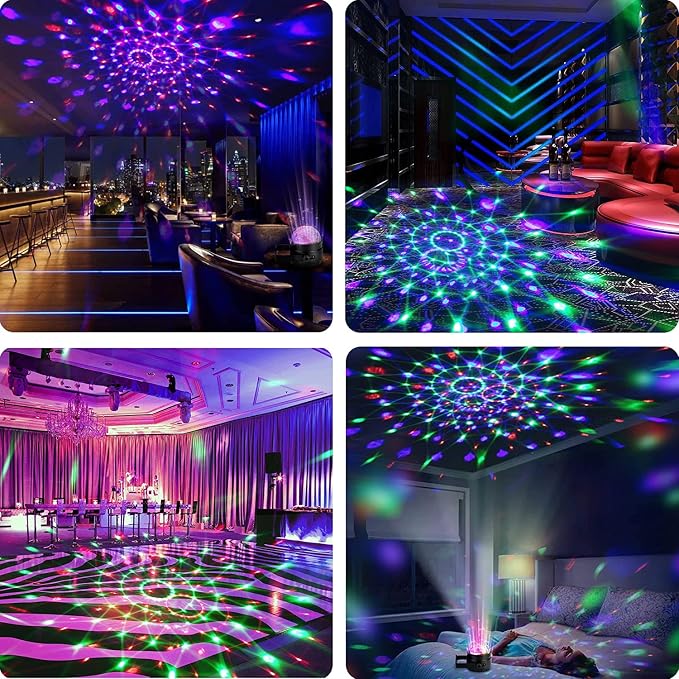 Party Lights,Disco Light Disco Ball Dj Rave Lights Strobe Lights Sound Activated Stage Lights Projected Effect Dancing Light Remote Control for Birthday Xmas Wedding Bar Glow Party Christmas