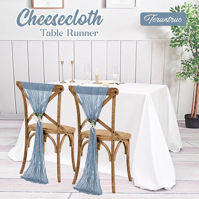 20 Pack Dusty Blue Table Runner 10FT Long Cheesecloth Table Runner Cheese Cloth Gauze for Wedding Party Birthday Decoration-Dusty Blue