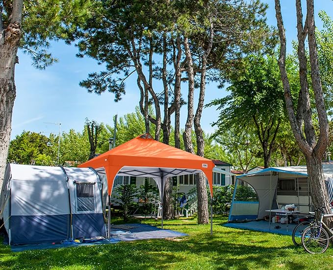 ABCCANOPY Outdoor Pop up Canopy Tent, 10x10 Instant Portable Canopy for Camping, Beach, Backyard,Orange