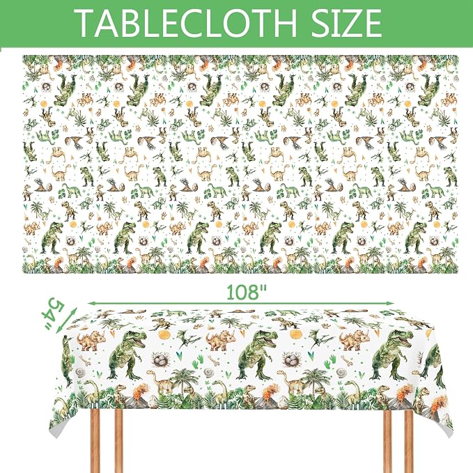 208 Pcs Dinosaur 4th Birthday Party Supplies, Green Dino Roar I'm Four Birthday Decorations, 20 Serves Include Plates, Cups, Napkins, Tablecloth, Cake Topper, Swirls, Banner, Balloons for Boys