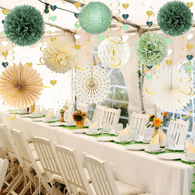Roetyce Engagement Party Decorations, Green Gold Love Laughter & Happily Ever After Banner for Bridal Shower, Wedding Bachelorette Party Backdrop, Almost Married/Just Engaged Photo Background Decor