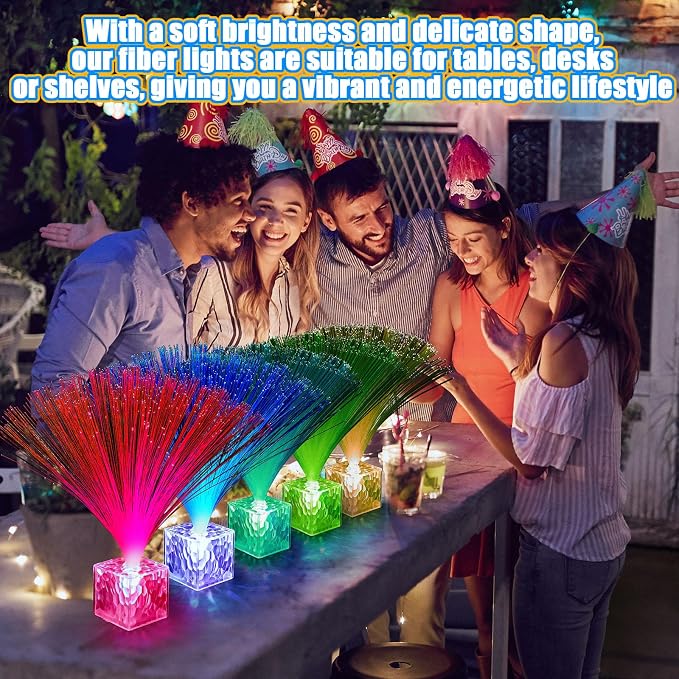 Amylove 8 Pcs Mini Fiber Optic Lamp Bulk LED Light Color Changing Table Centerpiece Glow in The Dark Party Favors Supplies for Wedding Graduation Prom Birthday Disco Dance Decorations (9 Inch)
