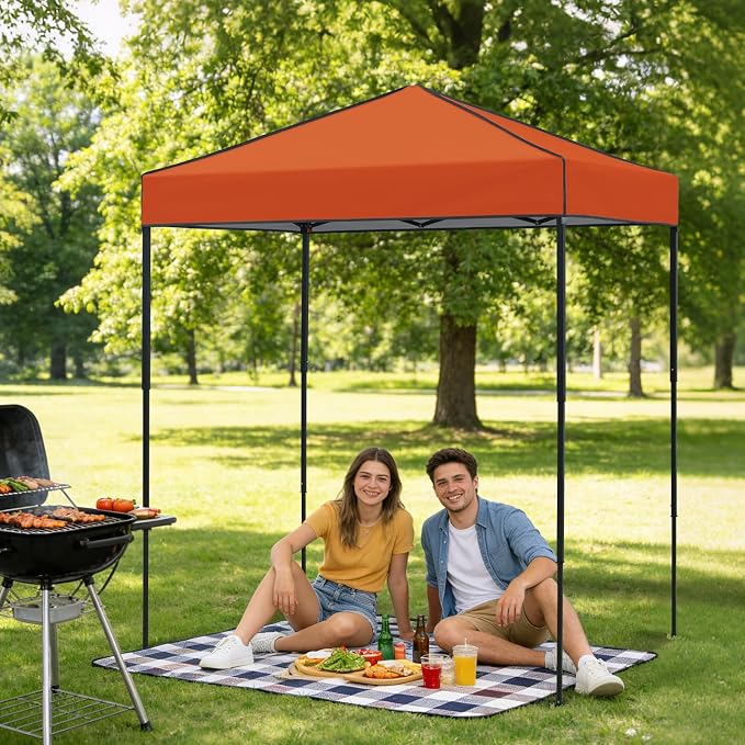 6x4 Pop Up Canopy Tent, Instant Portable Beach Canopy, Outdoor Tent with Carry Bag for Camping, Sports, Tailgating, Events, Orange