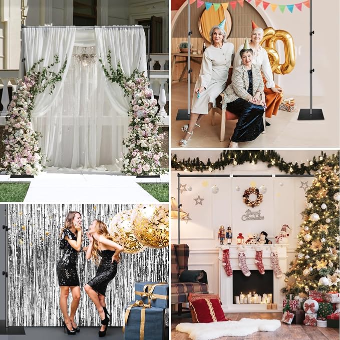 EMART Backdrop Stand, 6.5x10 ft Adjustable Photo Background Pipe and Drape Photography Kit with Heavy Duty Metal Flat Base for Parties, Wedding, Video Studio, Birthday - Black