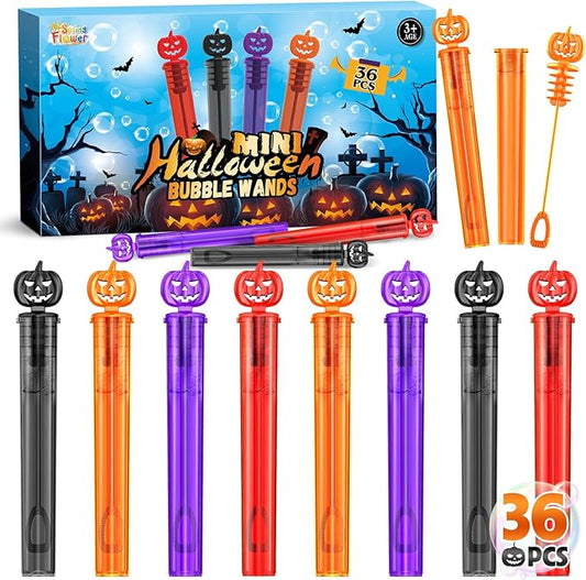 SpringFlower Halloween Party Favor For Kids, Halloween Mini Bubble Wands Halloween Gifts For Trick Or Treating, School Classroom Rewards,Goodie Bag Fillers, 36 Pack