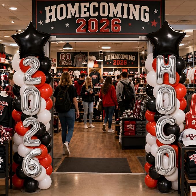 2 Sets Homecoming 2026 Balloon Column Stand Party Decorations Kits with Balloons Class of 2026 Hoco Balloon Tower Stand Kit for Homecoming Prom Party Photo Booth Props Backdrop Decor Party Supplies