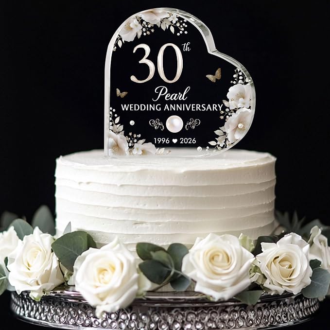 30th Wedding Anniversary Acrylic Cake Topper, 30 th Pearl Anniversary Decorations, 30 Wedding Topper, 30 Years Of Marriage Gifts, Wedding Keepsake Gift (30th Anniversary 2026)