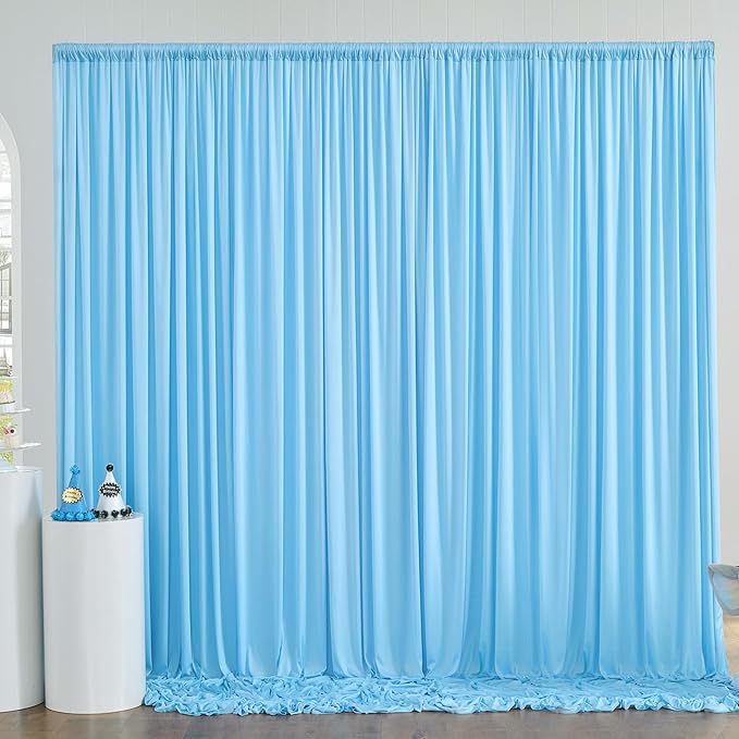 10x8ft Wrinkle Free Baby Blue Backdrop Curtains for Parties, Thick Fabric Backdrop Drapes for Wedding Birthday Photography Baby Shower Party Background
