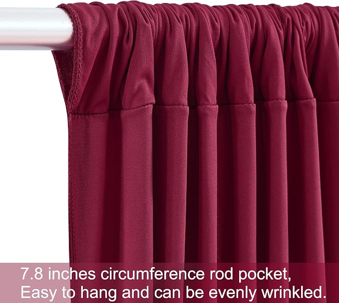 8 Panels Burgundy Backdrop Curtains for Wedding Party Wrinkle Free Backdrops Curtain Drapes Fabric Decorations Maroon Photo Back Drop for Baby Shower Photography Stage Reception 40ft(W) x 12ft(H)
