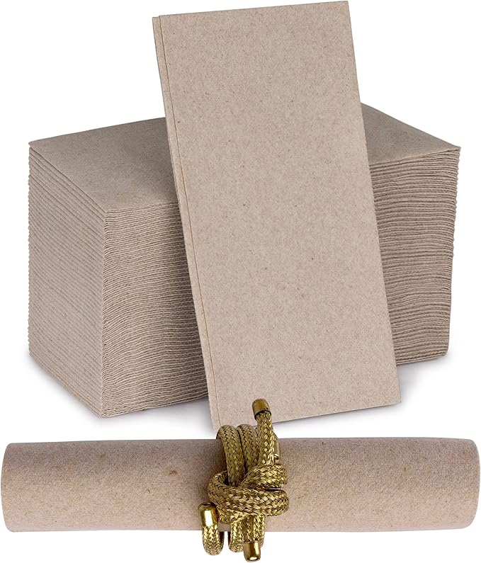 Disposable Cloth-Like Paper Napkins, 200 Pack 12" x 17" Linen-Feel Natural Color Dinner Napkins Recycled, For Wedding, Party, Kitchen Or Bathroom, Made In USA