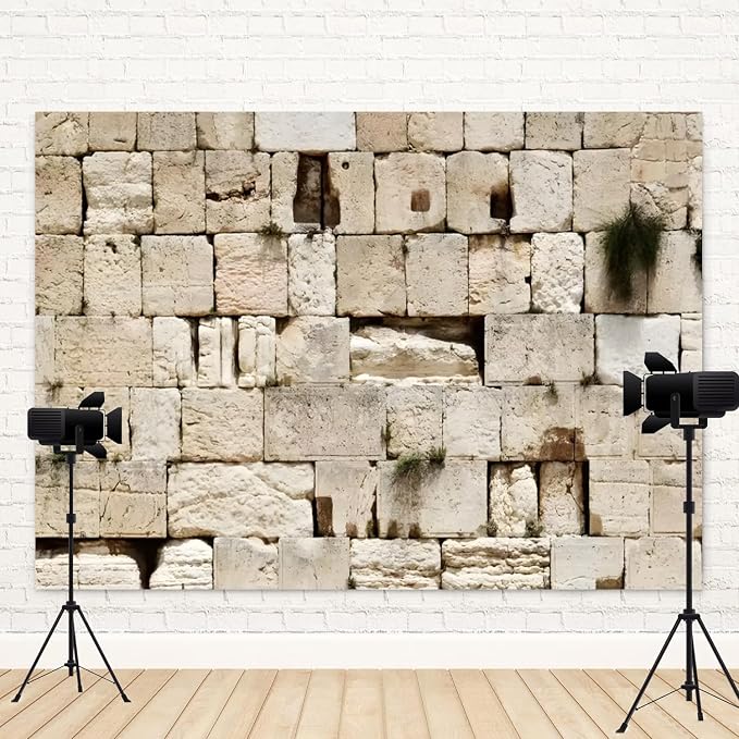 7x5ft Jerusalem Stone Wall Backdrop Jerusalem Backdrop for Sukkah Jewish New Year Rosh Hashanah Background Israel Western Wall Photo Booth Prop Succah Decor Religious Church Event Banner