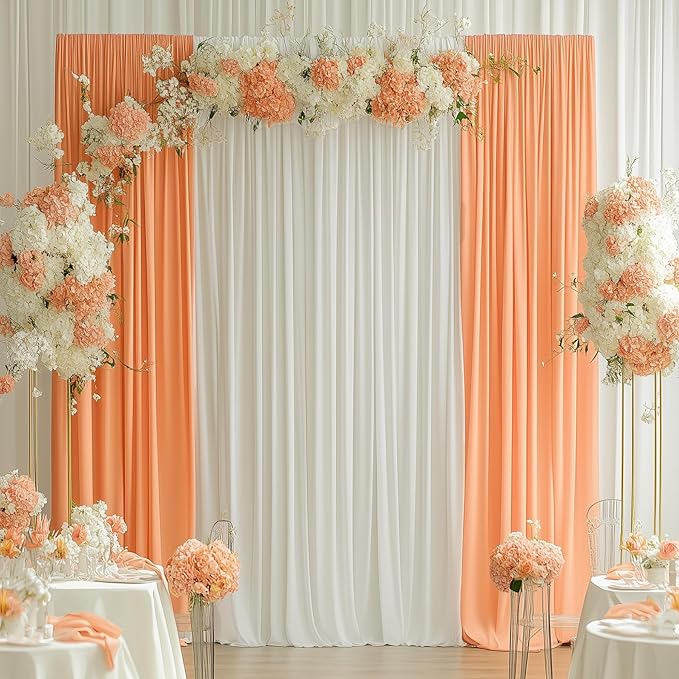 10ftx12ft Ivory Backdrop Curtains for Wedding-Wrinkle Free Backdrops Curtain Drapes Fabric Decorations Photo Back Drop Cloth for Baby Shower Photography Stage Reception 2Panels 12ft(H) x 5ft(W)