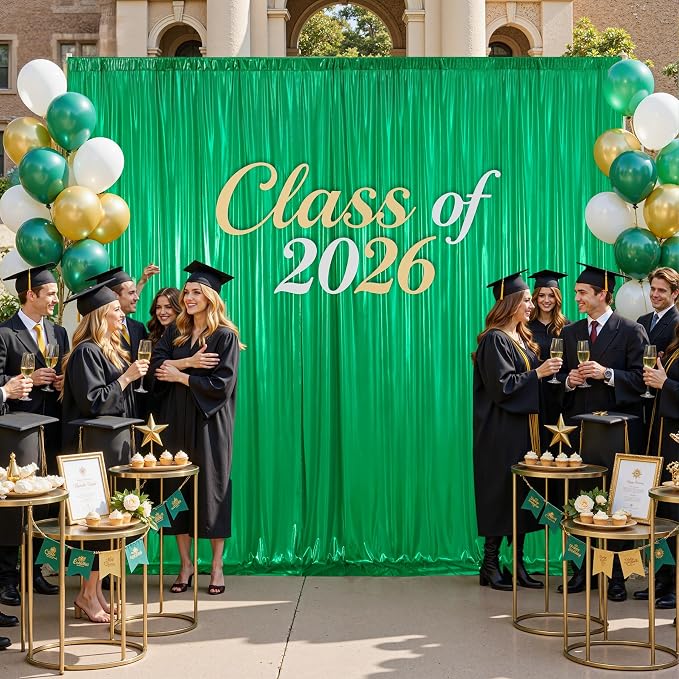 gogoparti 10x10FT Green Sequin Backdrop Curtain - 2 Panels of 5x10FT Wrinkle-Free Glitter Drapes for Photography, Birthdays, Weddings & Graduations
