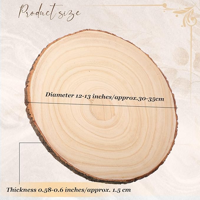 Tioncy 10 Pack Large Wood Slices for Centerpieces Unfinished Rounds Wood Slabs for Tables Decor Natural Wooden Circle for DIY Crafts Rustic Wedding Centerpiece Decor (12-13 Inch)