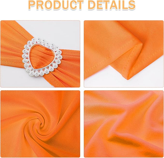 Howhic Pack of 30 Spandex Chair Sashes Bows Stretch Chair Cover Band with Buckle Slider Universal Elastic Chair Ties for Wedding Banquet Party Event Decoration (Orange)