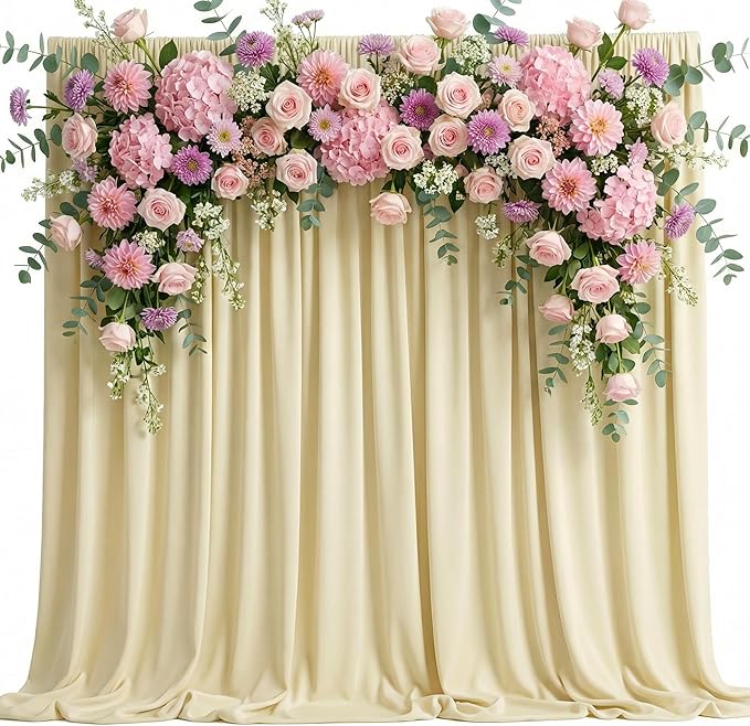 Wokceer Beige Backdrop Curtain for Wedding Parties 10x10FT Wedding Curtains Photo Backdrop Drapes Polyester for Photoshoot Baby Shower Birthday Party Curtains Background 2 Panels 5x10FT