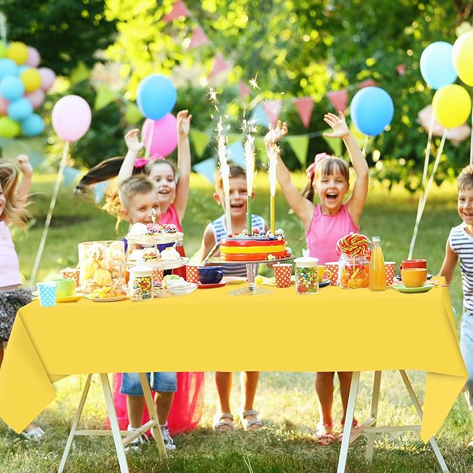 Whaline 24Pcs Pastel Color Plastic Tablecloth Boho Rectangle Table Cover Waterproof 6 Colors Table Cloth for Party Decoration Supplies Silly Goose, 54 x 108 Inch