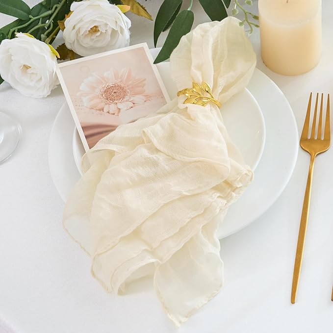 50 Pack Cheesecloth Napkins 20"x20" Beige Boho Gauze Cheese Cloth Napkins Bulk Rustic Dinner Table Decor for Wedding Bridal Baby Shower Party