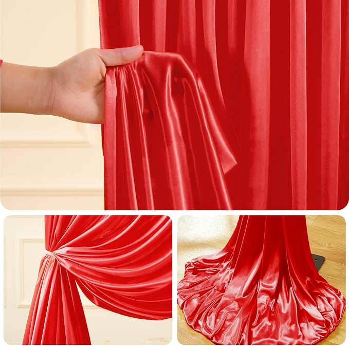 10x10 ft Red Glitter Backdrop Curtain for Parties, Wrinkle Free Glitter Photo Backdrop Drapes 2 Panels 5x10FT Shimmer Back Drop Cloth for Wedding Birthday Valentines Photography Background Decor