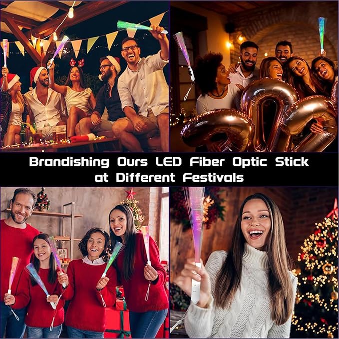 60 Pack Fiber Optic Wands,LED Light Up Wands with 3 Flashing Models,Glow in the Dark Wands for Wedding,July 4th,Birthday,Halloween,Christmas Concert Club Party Favors (Multi-colored)