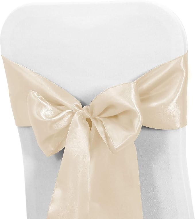 Obstal 10 PCS Satin Chair Sashes Bows for Wedding Reception- Universal Chair Cover Back Tie Supplies for Banquet, Party, Hotel Event Decorations