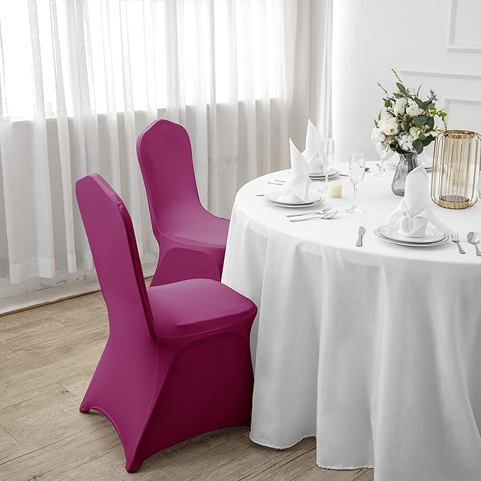 SuperO Waterproof Spandex Chair Cover 12PCS, Stretch Dining Chair Covers, Polyester Outdoor Chair Covers, Protector Stretch Chair Cover for Party Universal, Banquet, Wedding Event, Hotel(Fuchsia)