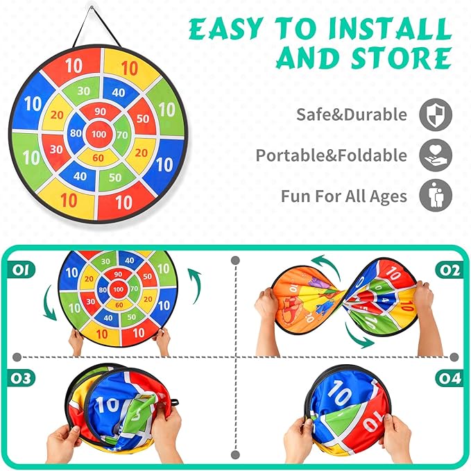 Redllo 58PCS Carnival Games Combo Set, Dart Board Knock Down Can Bean Bag Toss Game Party Indoor Outdoor Birthday Party Fall Festival Field Day for Kids Adults Yard Plastic Cones Outside Games